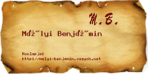 Mályi Benjámin névjegykártya
